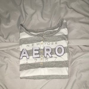 grey and white striped long sleeve